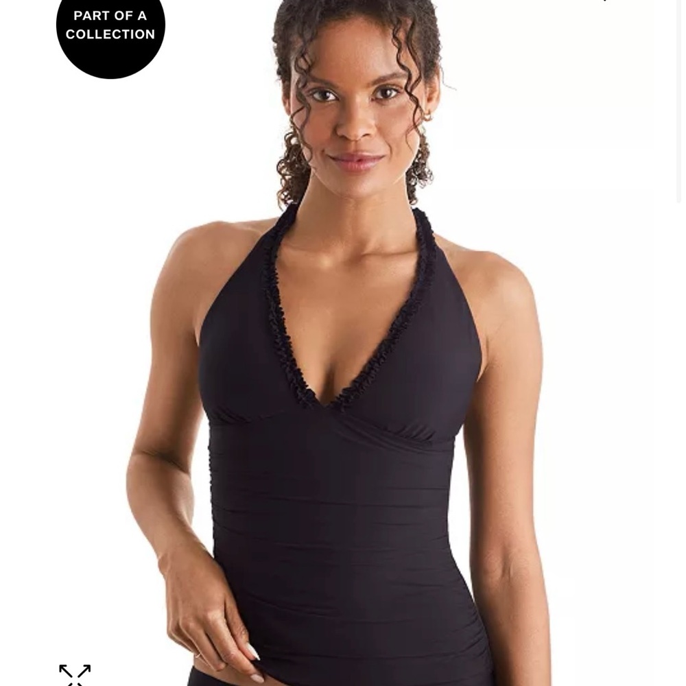 Black halter tankini top
